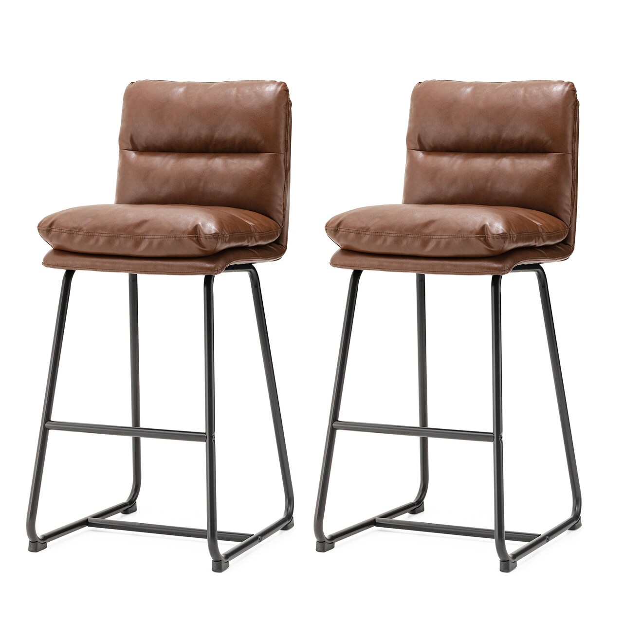 Set of 2/4 Modern Thick Leatherette Bar Stool with Metal Legs